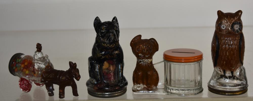 Four Vintage Animal Candy Containers