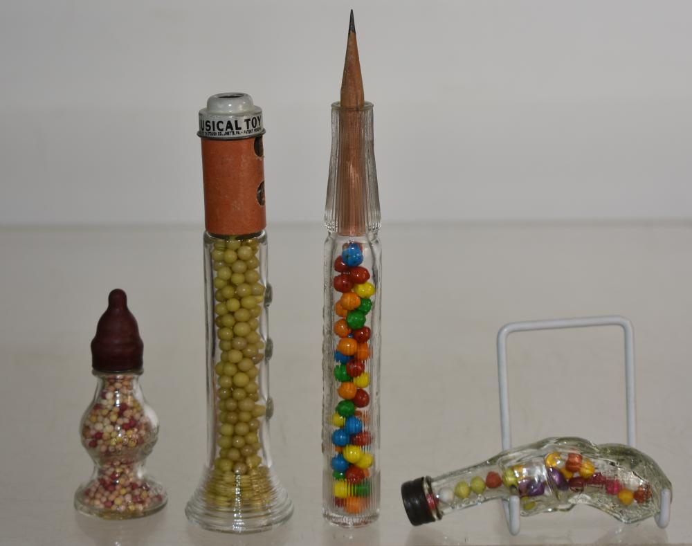 Four Vintage Candy Containers with Candy
