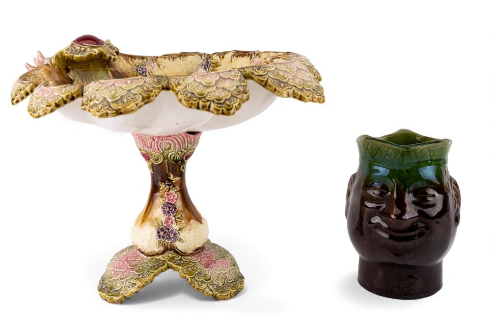 Ceramic Majolica Compote and Toby Jug