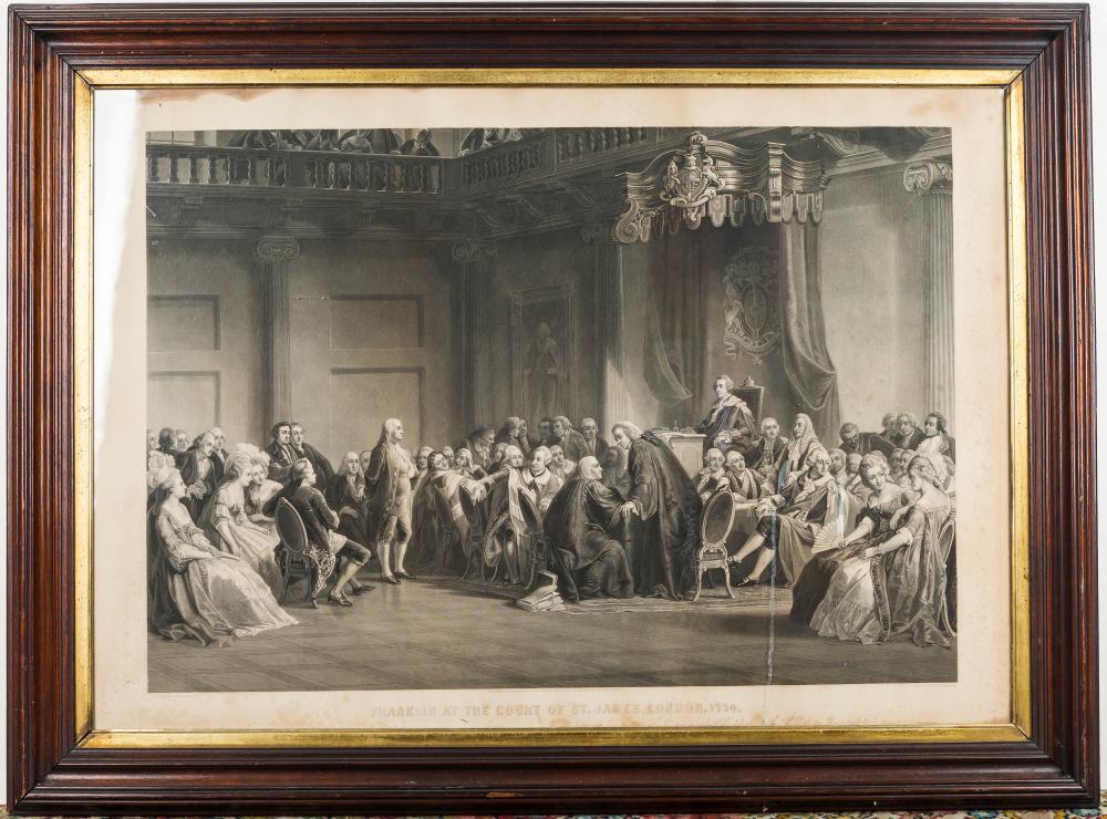 Large Engraving "Franklin at the Court St James"