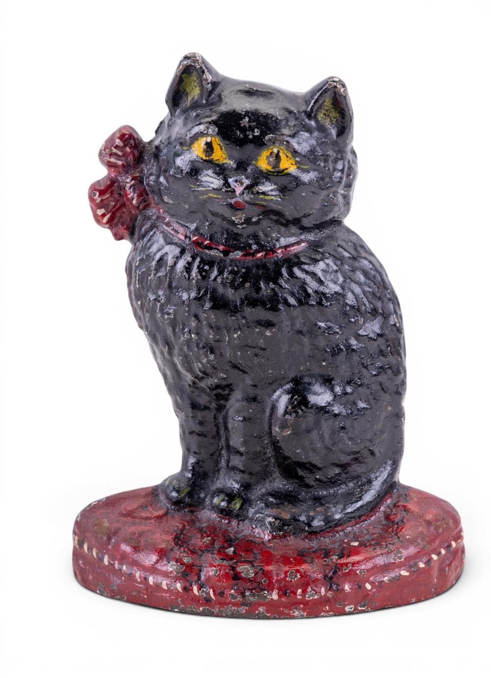 Cast Iron Black Cat Painted Doorstop