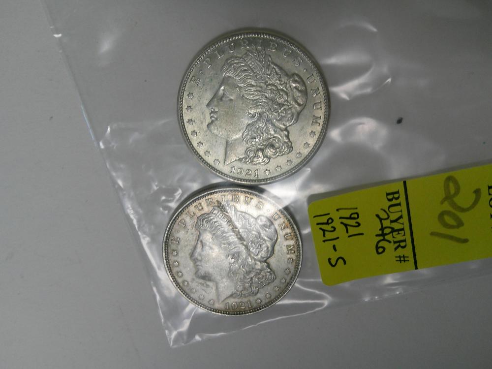 1921 and 1921 S Morgan silver dollars - 90 percent silver