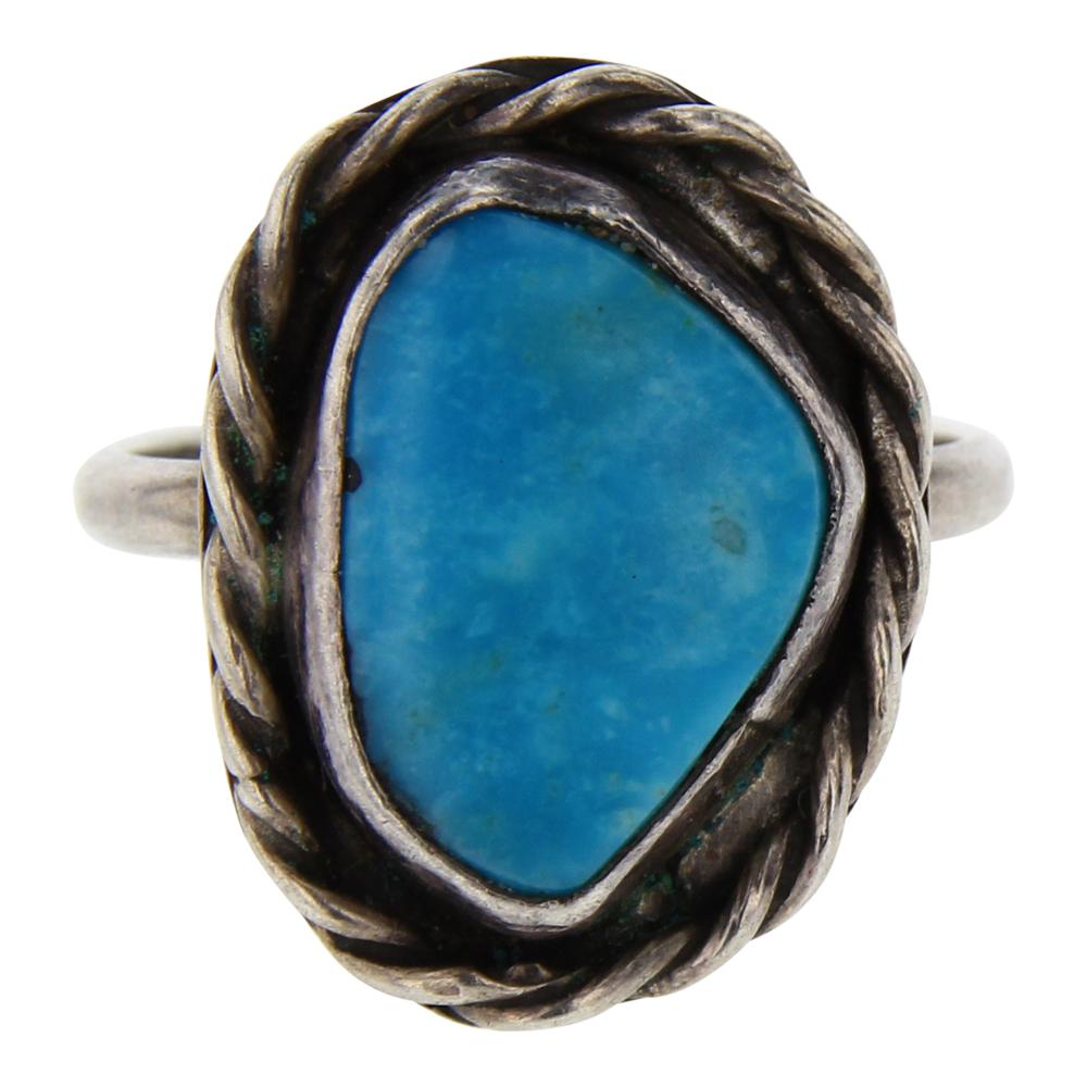 Vintage Pawn Turquoise Twist Wire Ring
