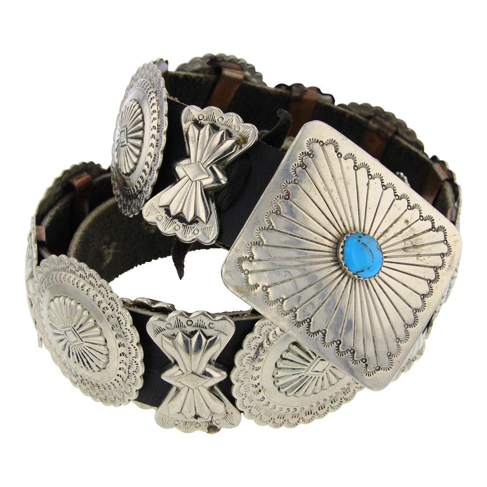 Turquoise Nickle Silver Concho Belt