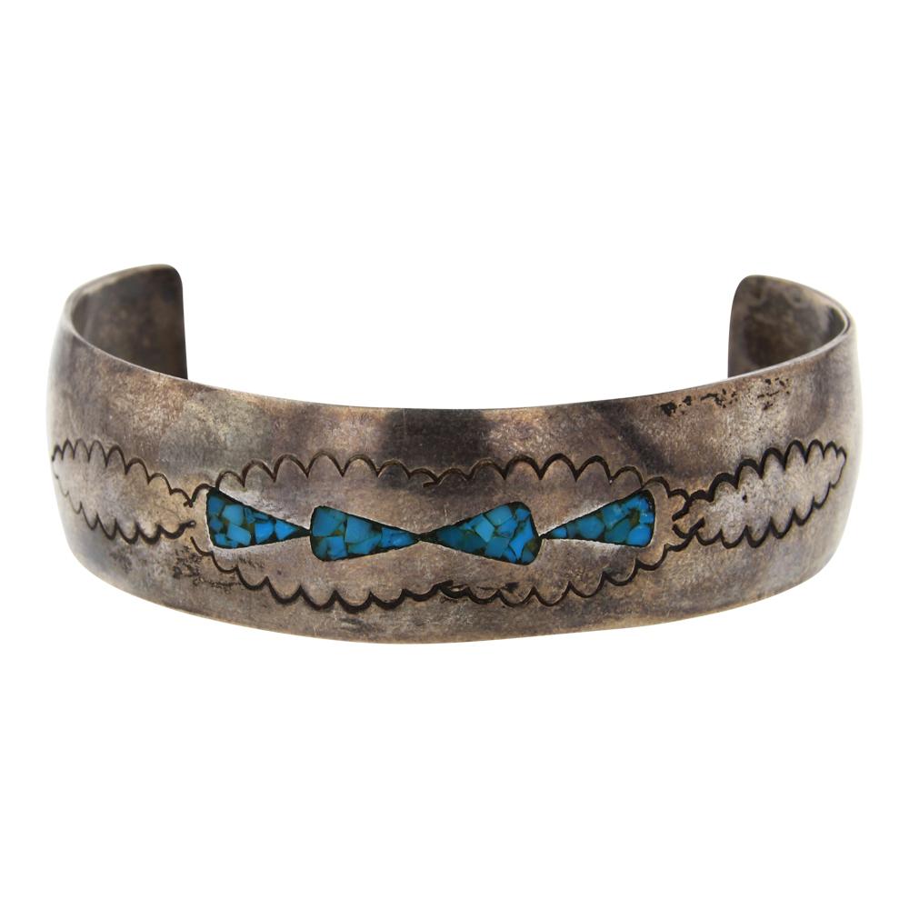 Vintage Pawn Turquoise Chip Inlay Cuff Bracelet
