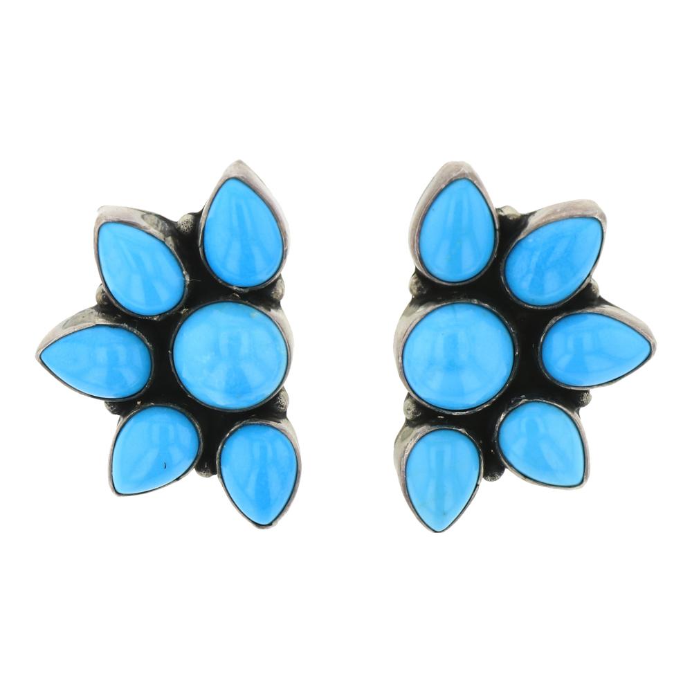 Etta Endito Kingman Turquoise Half Cluster Post Earrings