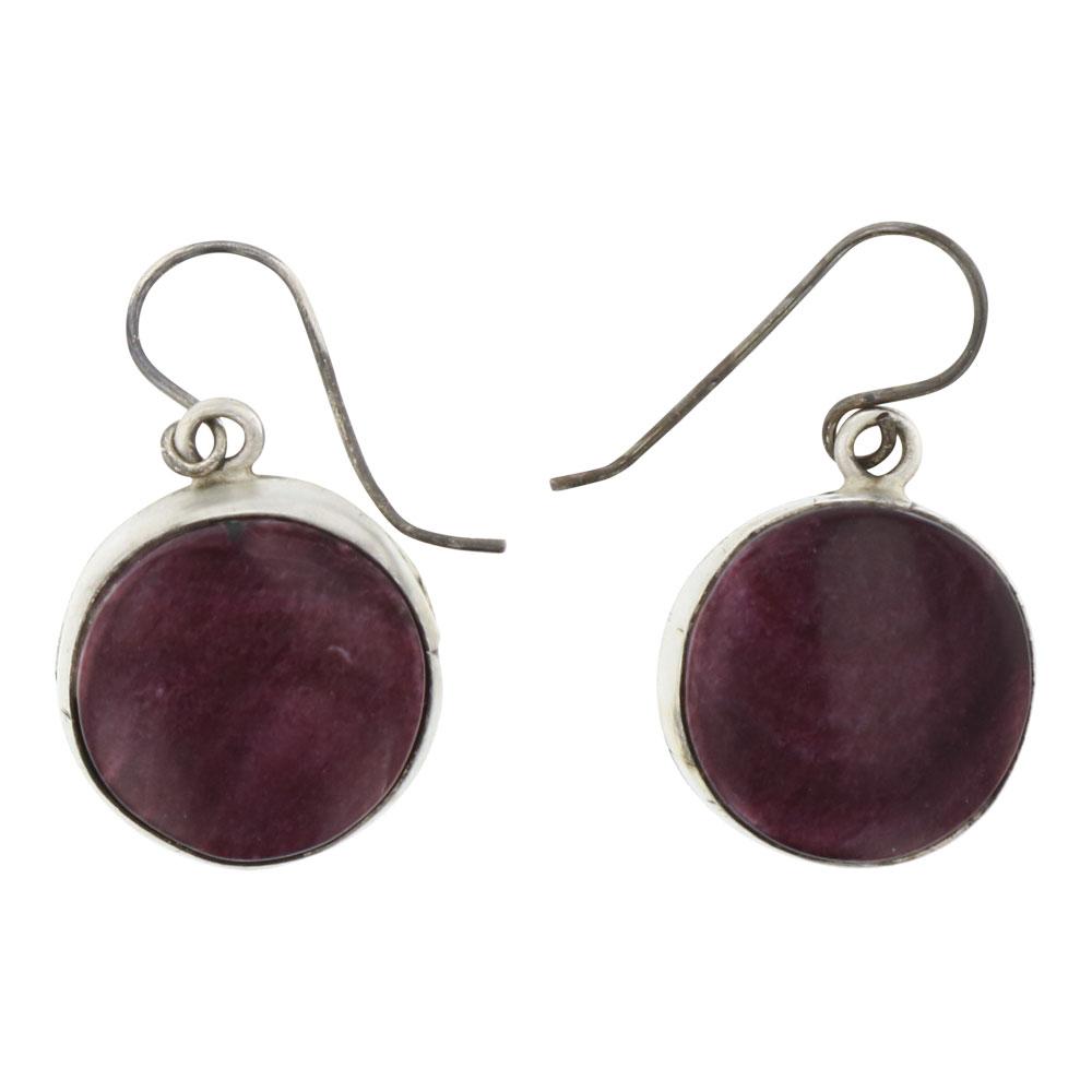 Sheila Becenti Purple Spiny Oyster Round Stone Earrings