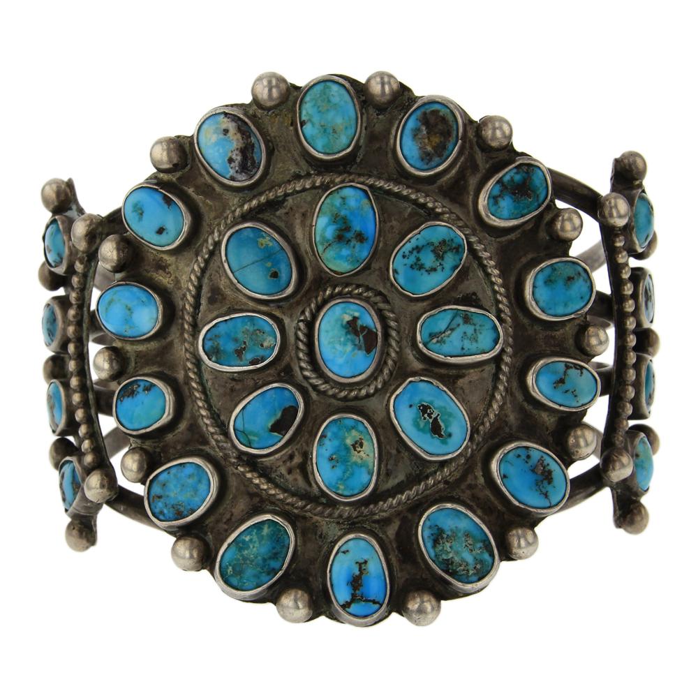 Old Pawn Nevada Turquoise Cluster Bracelet