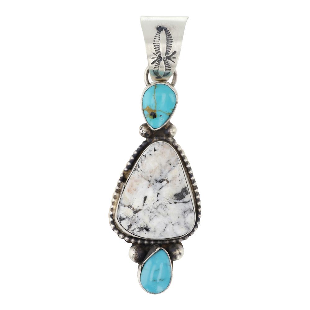 Ella Peter Navajo Turquoise & White Buffalo Pendant