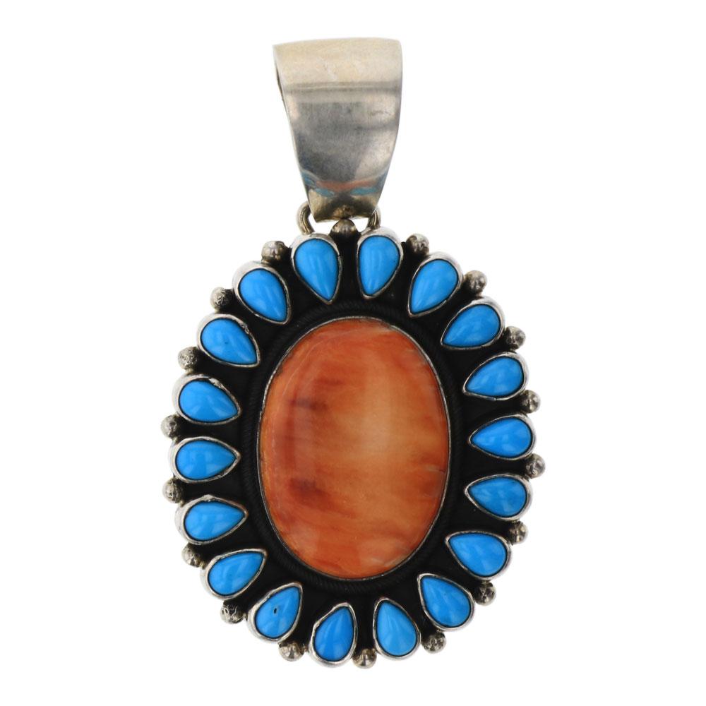 Beatty Tom Spiny Oyster & Sleeping Beauty Turquoise Cluster Pendant