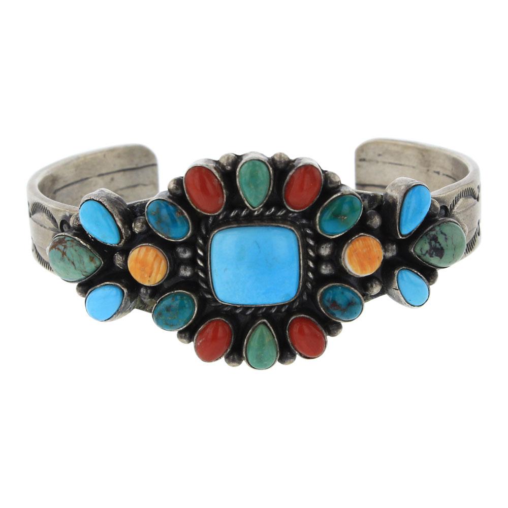 Darrin Livingston Turquoise Coral & Spiny Oyster Cuff Bracelet