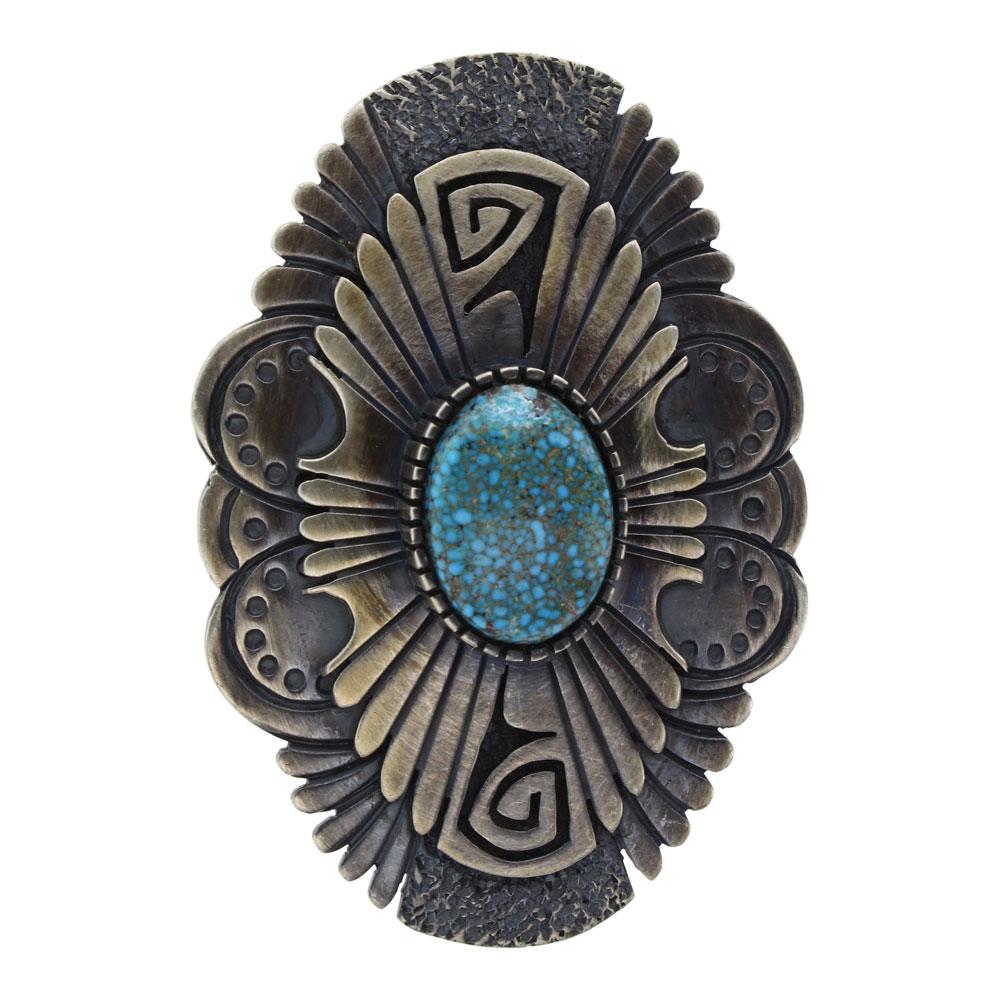 Marita Benally Vintage Spiderweb Turquoise Mountain Turquoise Ring