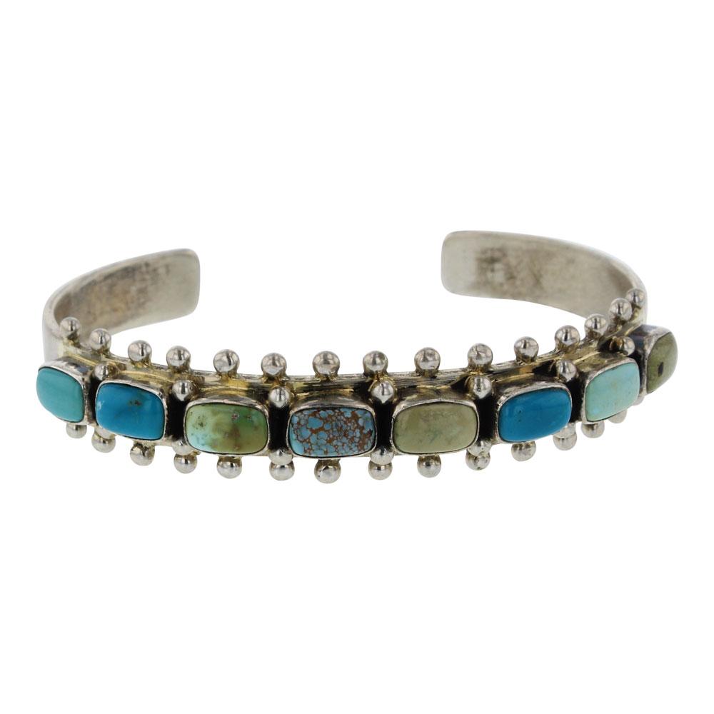 Paul Livingston Nevada Turquoise Row Cuff Bracelet
