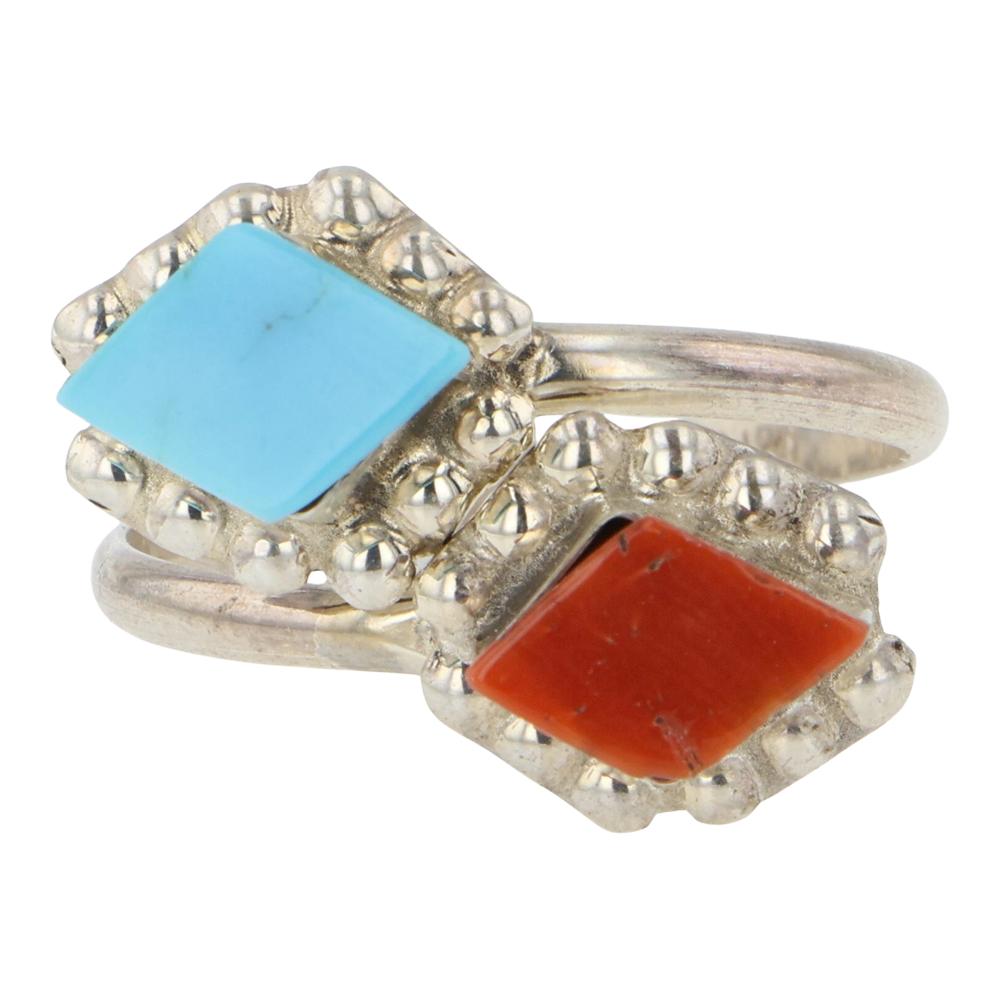 Zuni Turquoise & Coral Ring