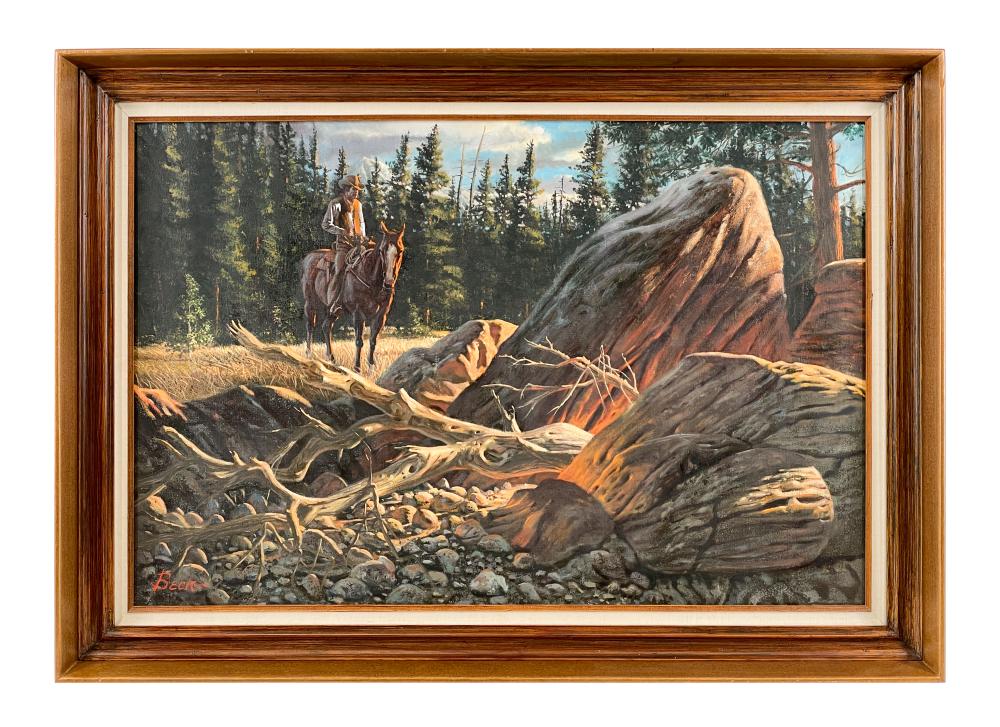 PHIL BECK "TRAIL RIDER" OIL ON CANVAS