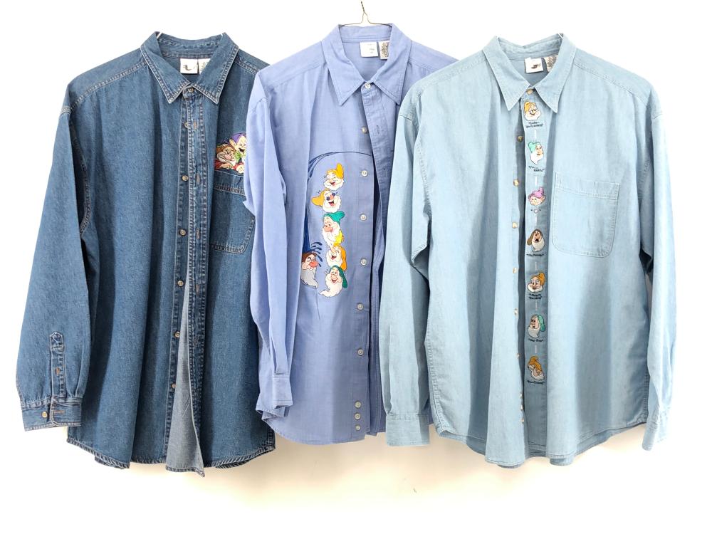 3 Walt Disney Seven Dwarfs Denim Shirts