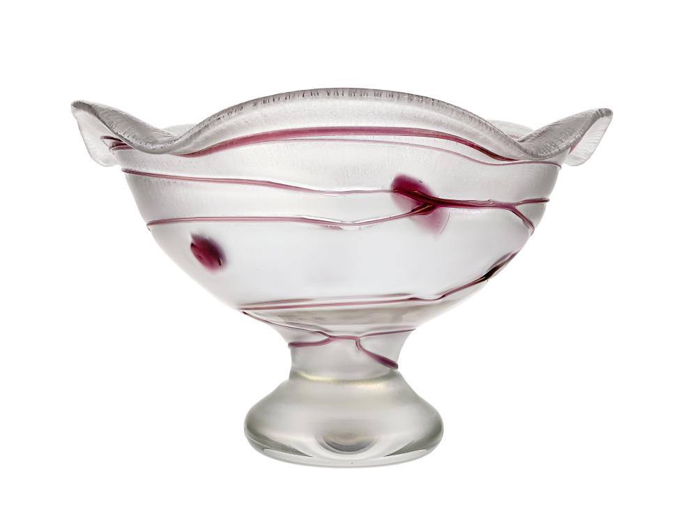 VINTAGE FREDERICK CARDER STEUBEN AMETHYST THREADED CENTERPIECE BOWL