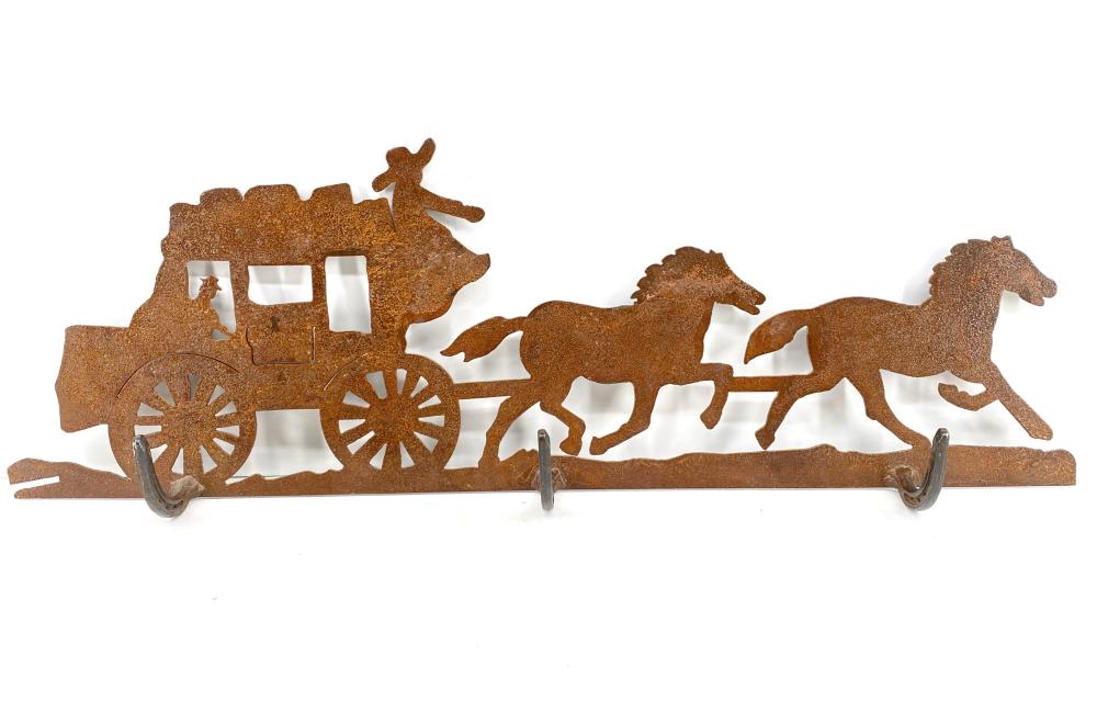 Vtg Western Stagecoach Metal Hanging Wall Decor