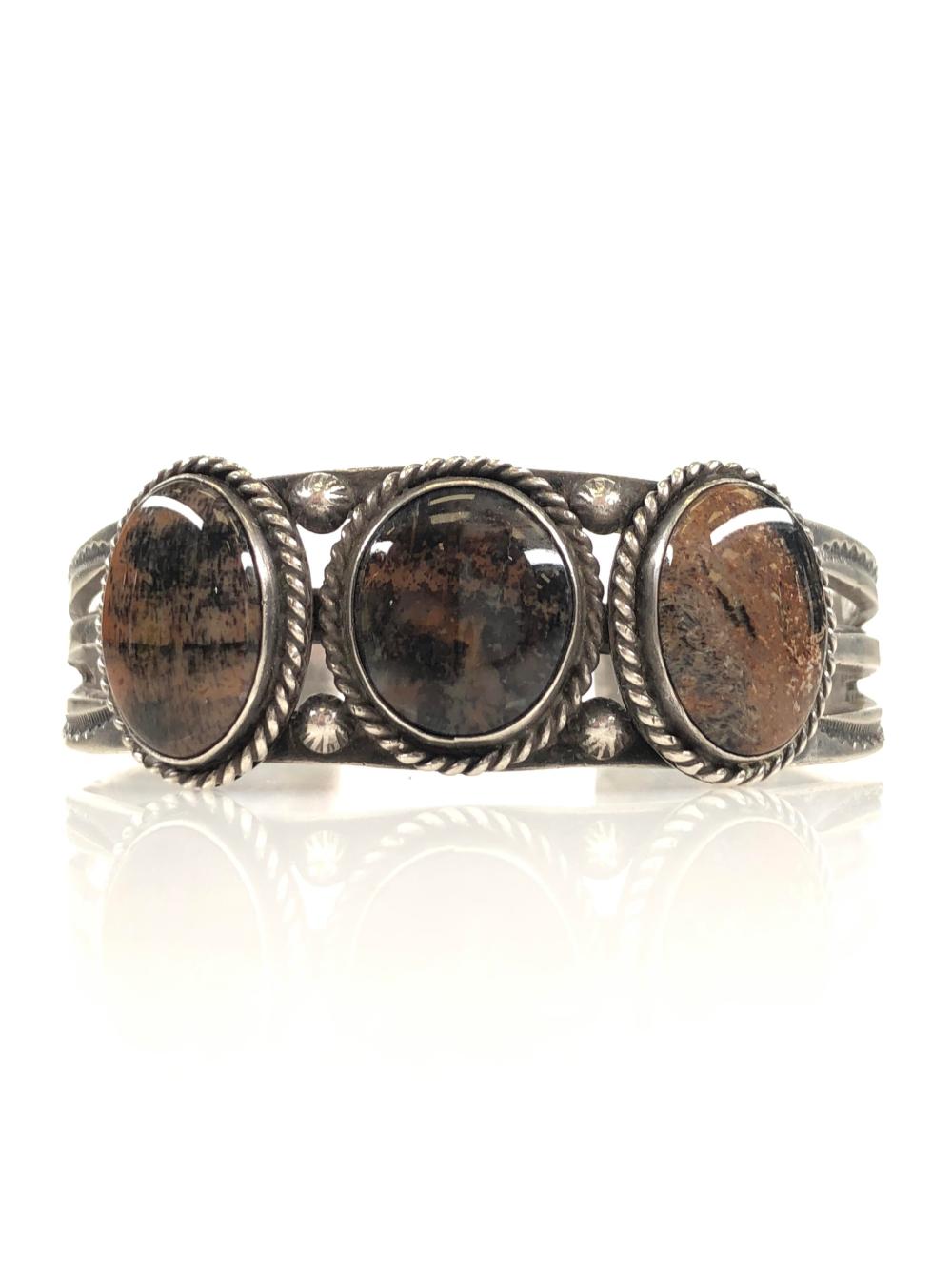 Early Native American Silver & Turquoise Cuff Bracelet