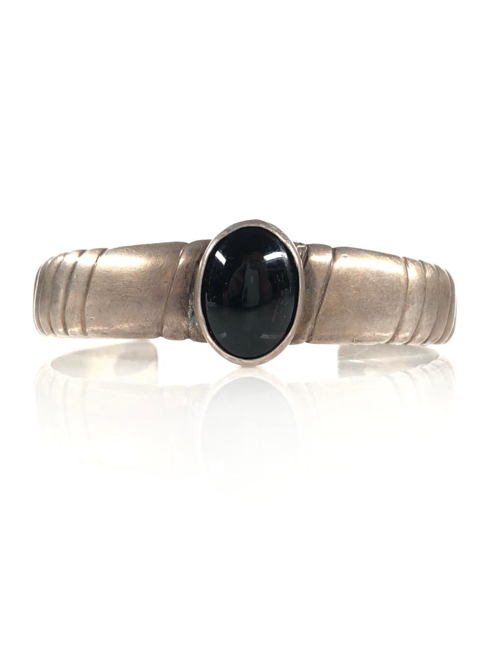 Jackson AC Native American Silver Onyx Bracelet