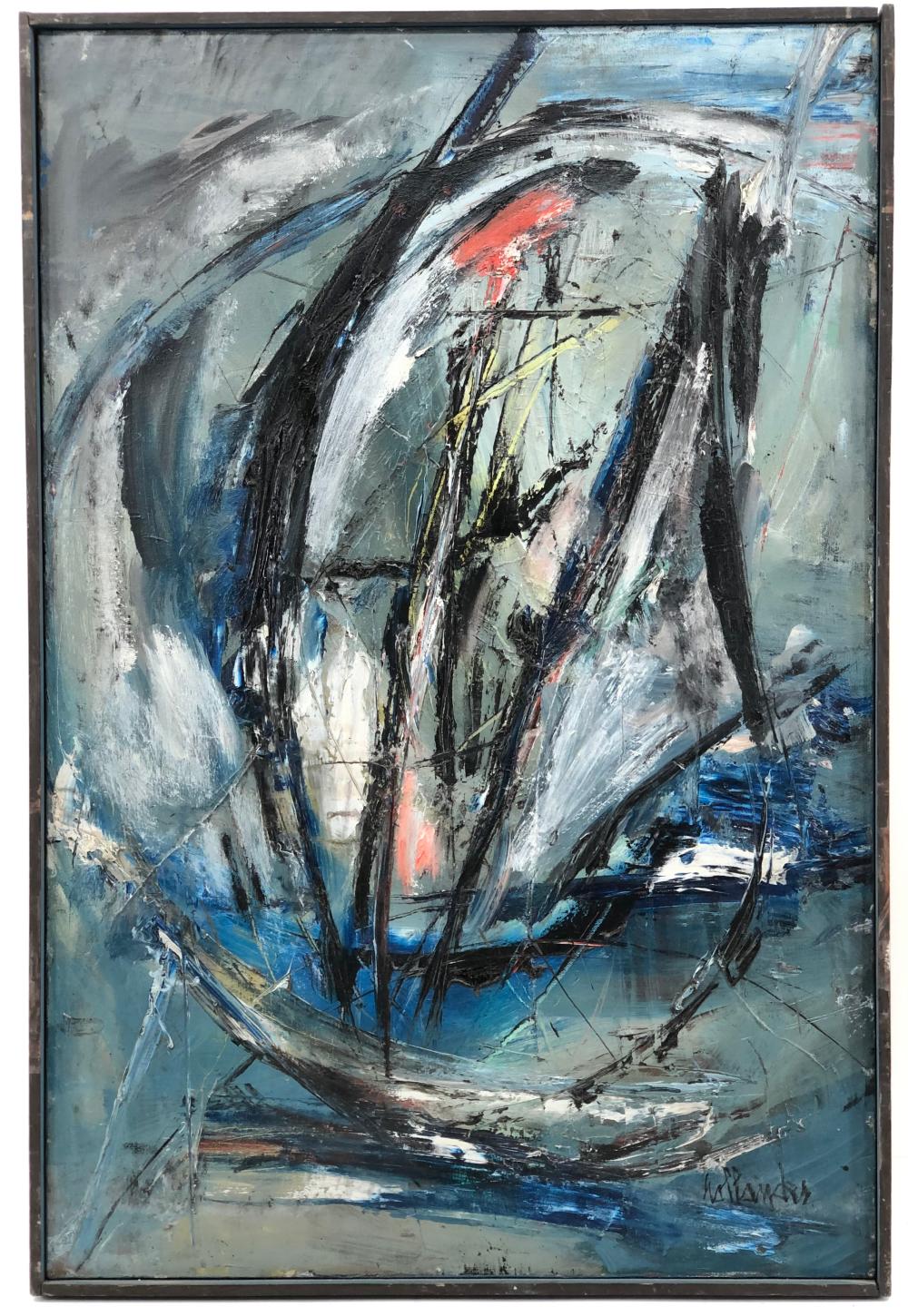 GINO HOLLANDER SAILBOAT ORIGINAL ACRYLIC ON CANVAS