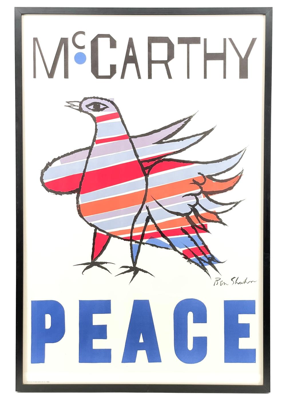 BEN SHAHN "MCCARTHY PEACE (POSTER)" COLOR OFFSET LITHOGRAPH