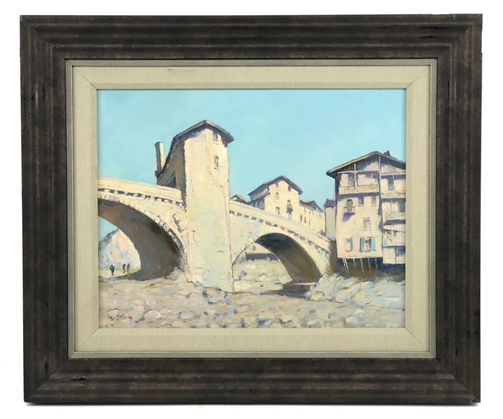 WILLEM ALEXANDER KNIP EUROPEAN VILLAGE ORIGINAL OIL ON CANVAS