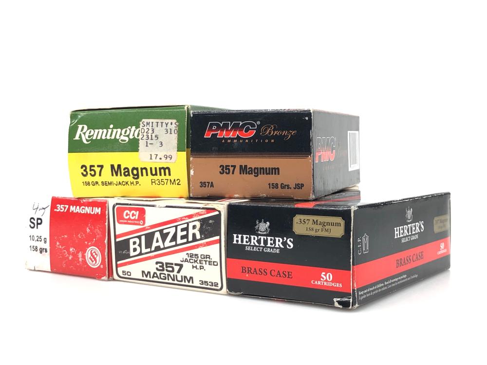 235 ROUNDS 357 ASSORTED MANUFACTURERS 125-158GR AMMO