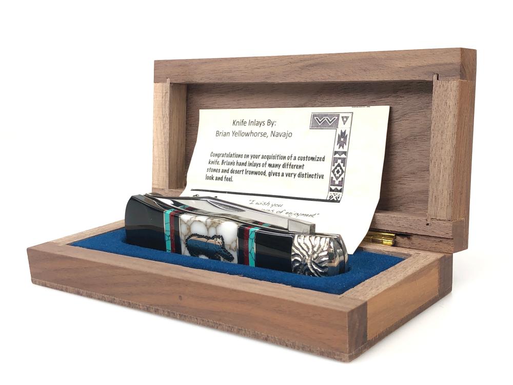 BRIAN YELLOWHORSE NAVAJO LTD ED INLAY BUCK KNIFE