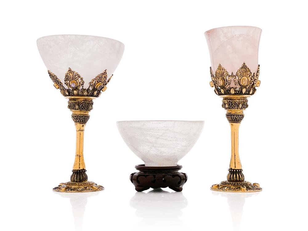 3PC ASSORTED QUARTZ DRINKING GLASSES