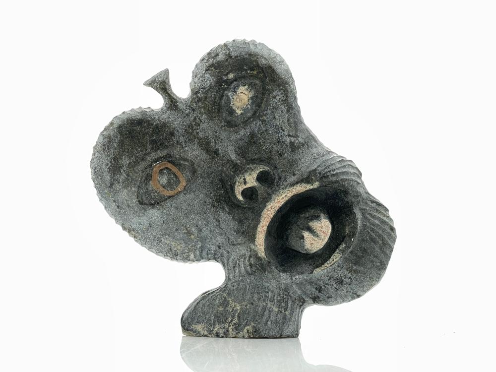 GIDEON QAUQJUAQ "SHAMAN" CARVED STONE SCULPTURE