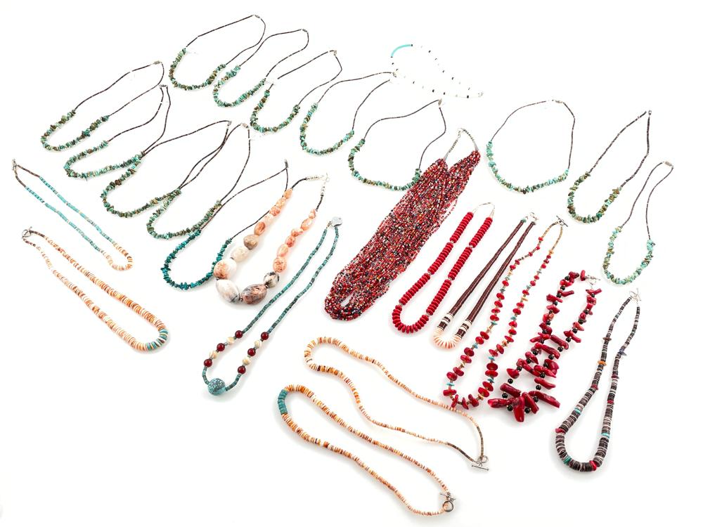LOT OF 26 ASSORTED NATIVE AMERICAN MULTI STONE NECKLACES