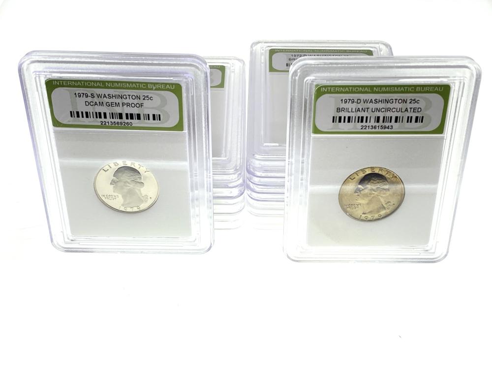Lot of 11 Washington Quarter Brilliant & Gem Proof