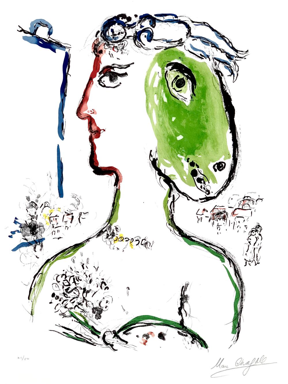 MARC CHAGALL "ARTIST PHOENIX" SIGNED LITHOGRAPH