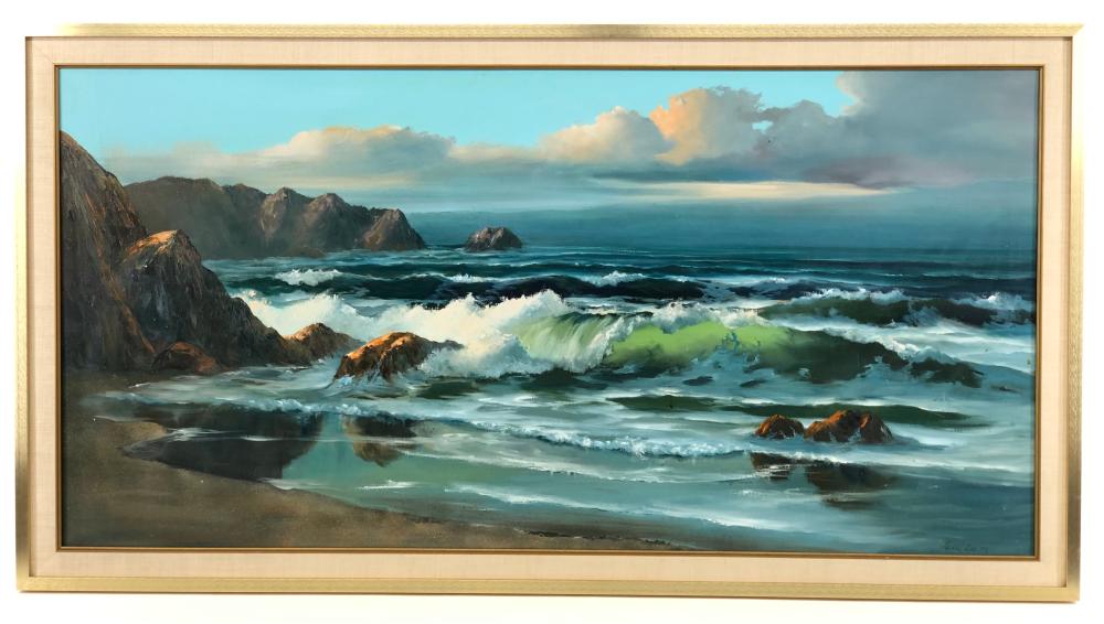 CECIL LEE CRASHING WAVES OIL ON CANVAS