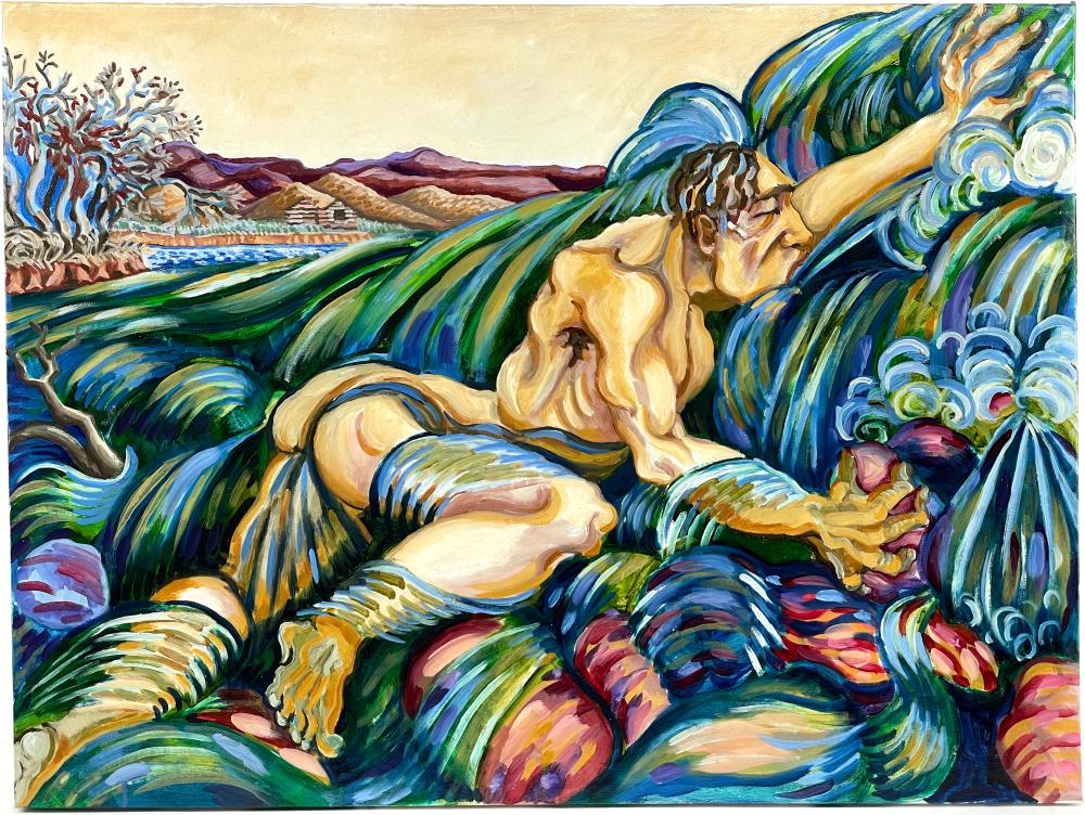 SIGNED "DRINK OF THE WATER" OIL ON CANVAS