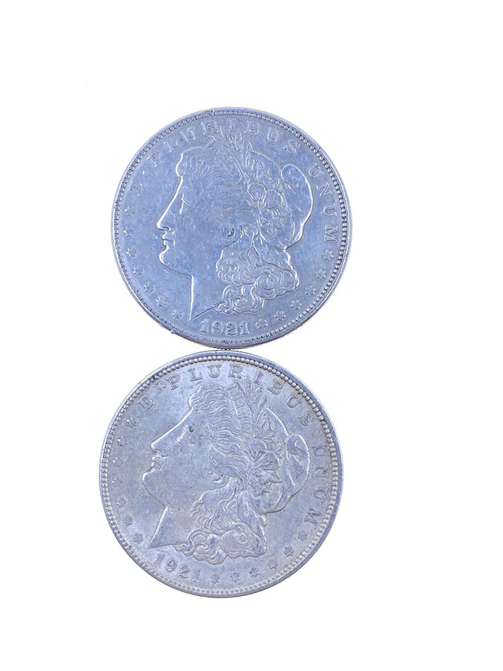 Lot of 2 1921 Morgan Silver Dollars