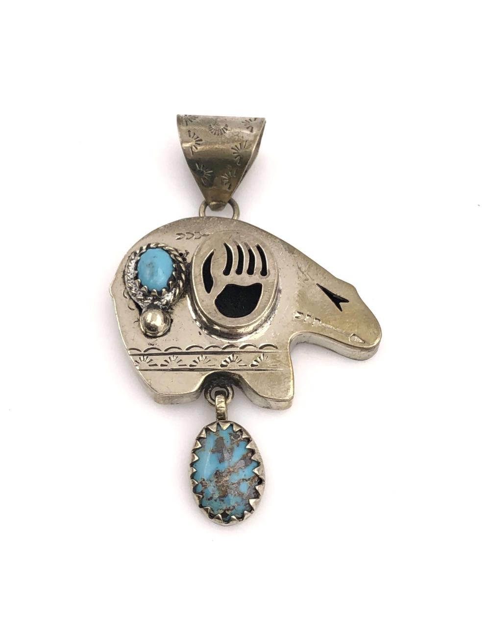 ARMAND AMERICAN HORSE NICKEL SILVER BEAR PENDANT