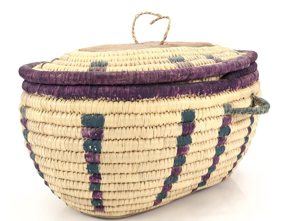 VINTAGE MIDDLE EASTERN TRIBAL SNAKE CHARMER BASKET