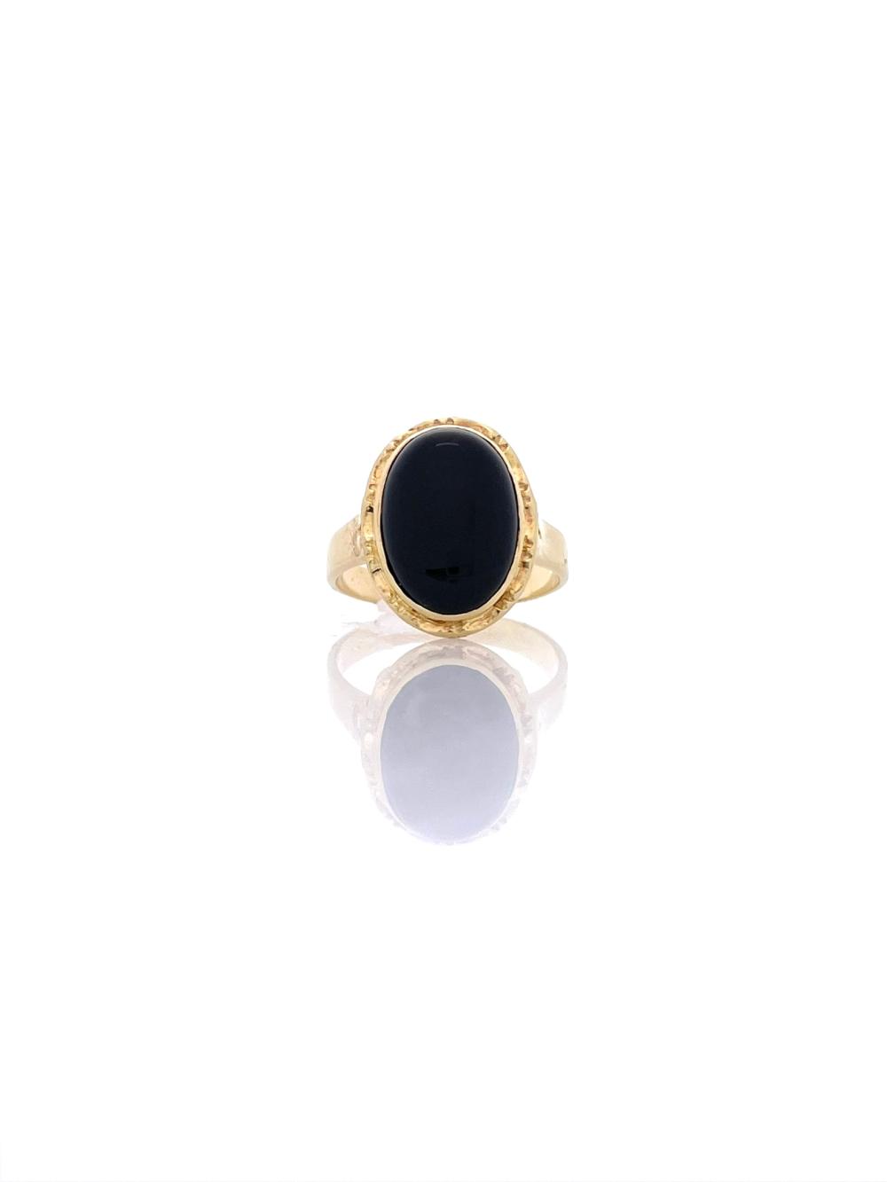 14K YELLOW GOLD 3.45CT ONYX CABOCHON RING