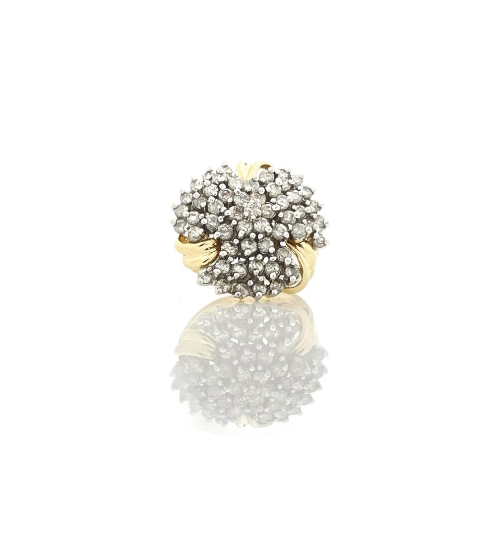 14K YELLOW GOLD DIAMOND CLUSTER RING