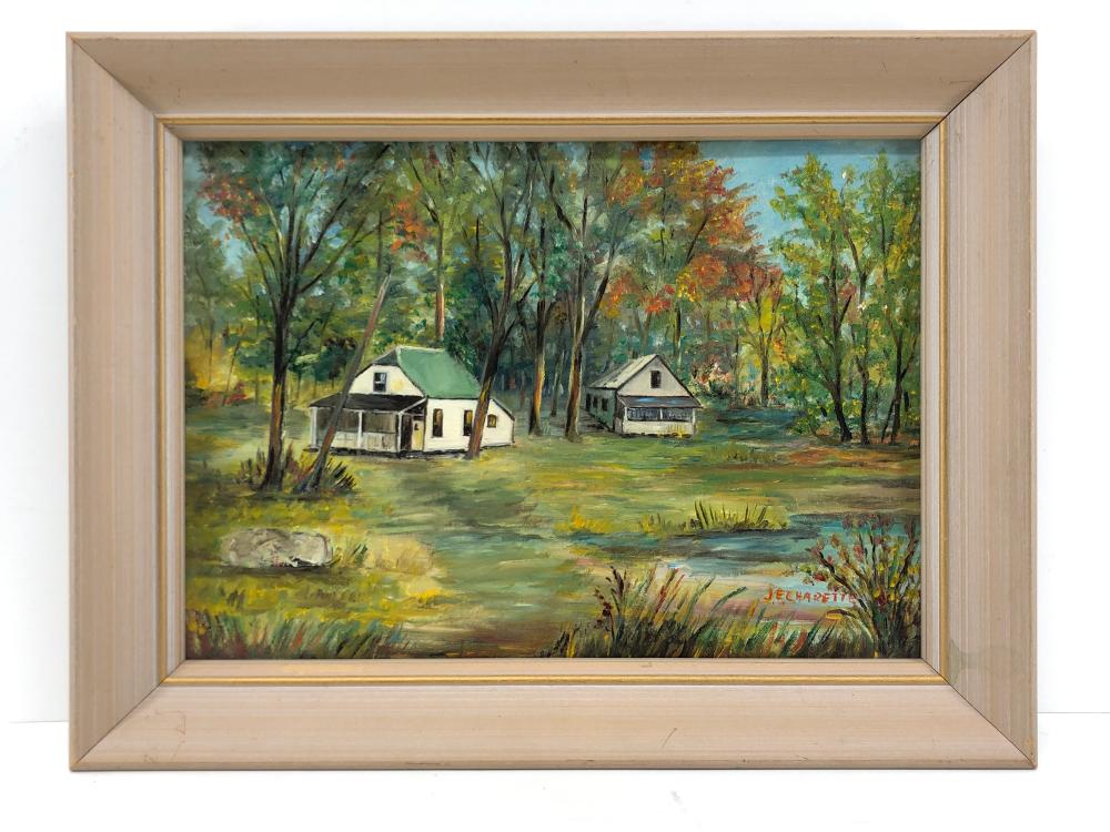 J.E. Charette "Maple Grove" Oil on Canvas