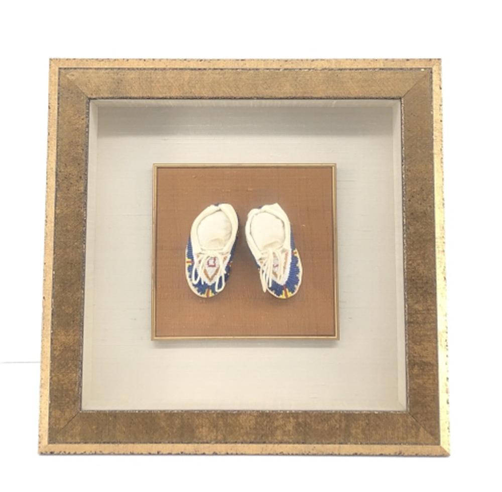 Beaded Baby Moccasins in Framed Shadow Box
