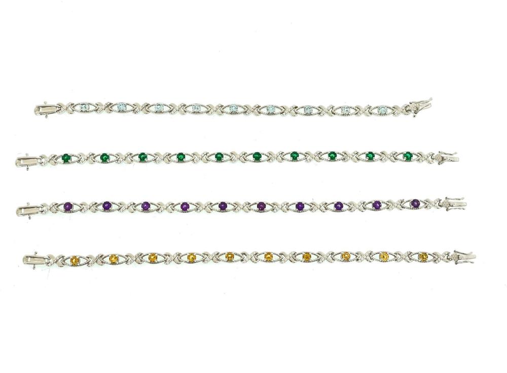LOT OF 4 STERLING SILVER GEMSTONE BRACELET