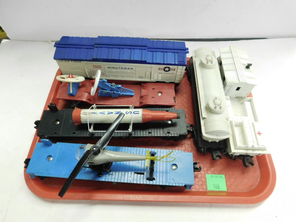 6 Lionel Postwar Space & Military Train Cars