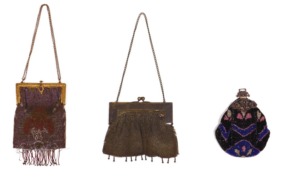 Five 19th Century Glass and Metallic Beaded Purses