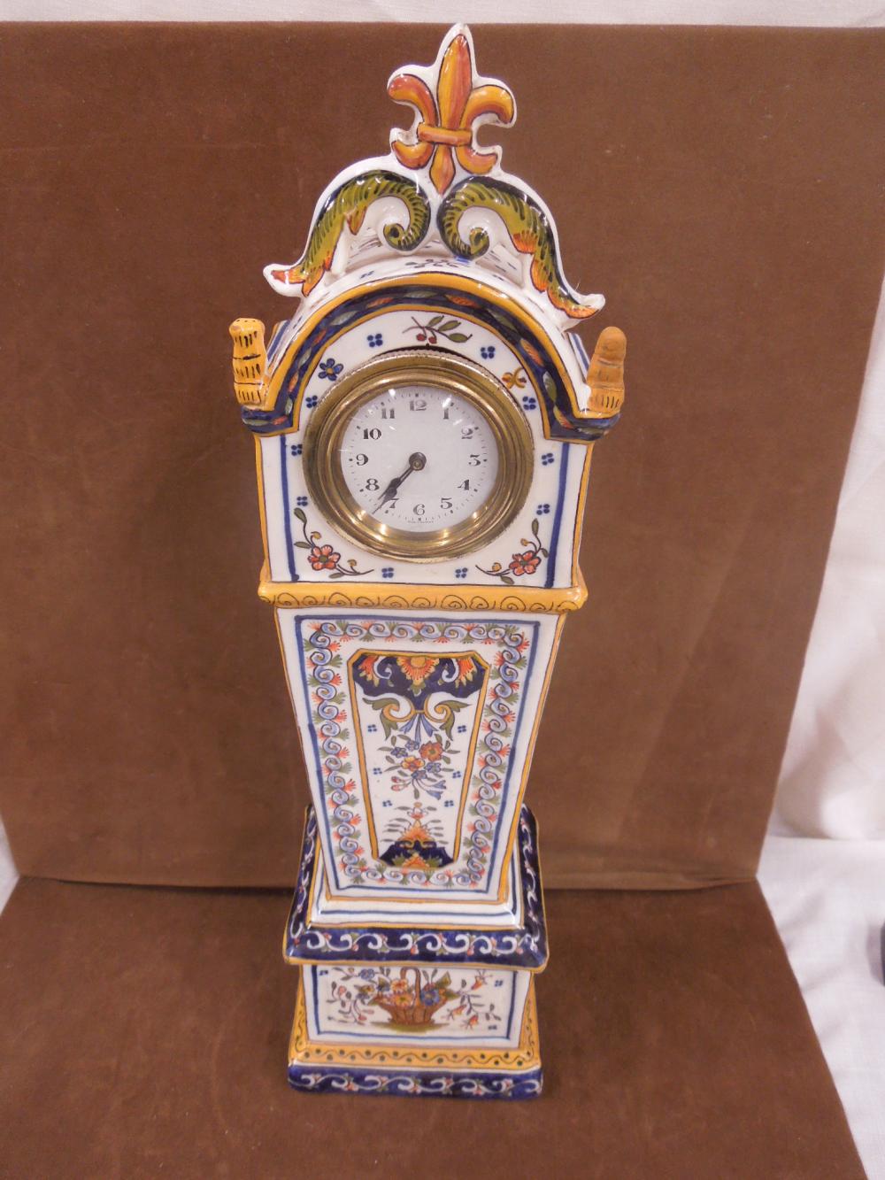 French Faience Porcelain Mantle Clock