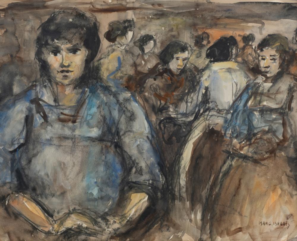 Israels I., women at the beach, watercolour, 44 x 54 cm