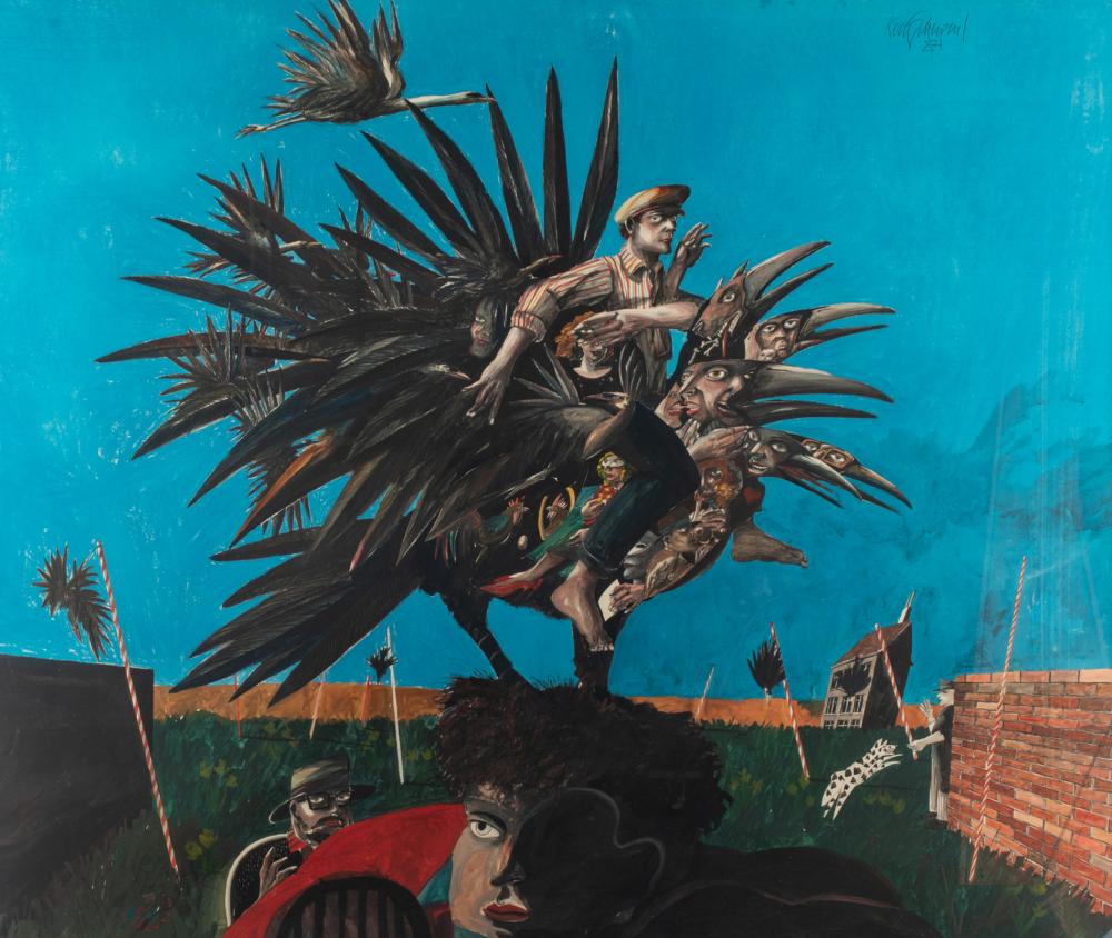 Scherpereel K., untitled, pencil, charcoal, pastel, watercolour and goauche, dated 1987, 124 x 144,5 cm. Is possibly subject of the SABAM legislation / consult ‘Conditions of Sale’