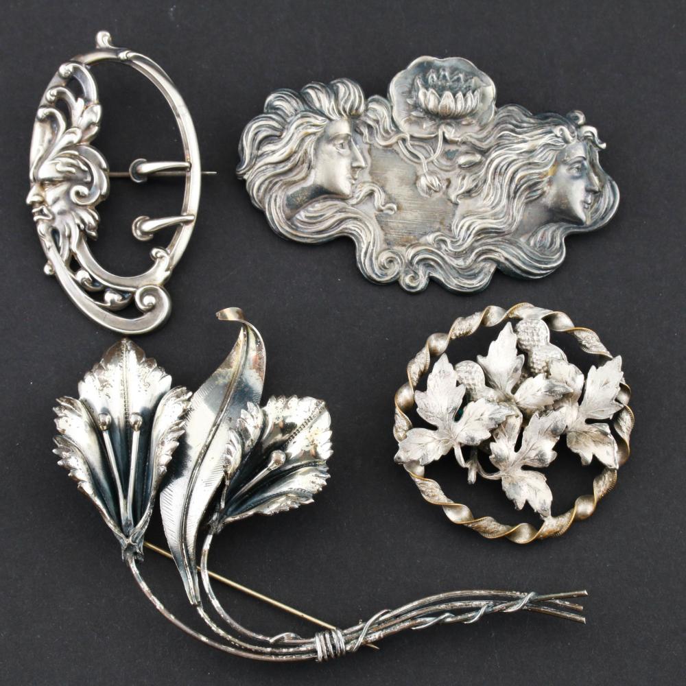 Collection of Early 20th Century Sterling Silver Brooches